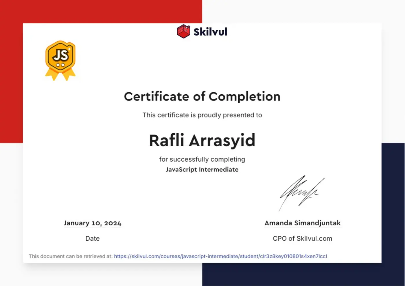 JavaScript Intermediate Certificate